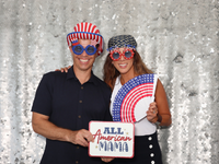 Silver sequin backdrop at American 4th of july photo booth event.